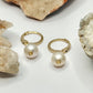 Gold Pearl Huggie Earrings