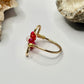 Gold Red Flower Ring