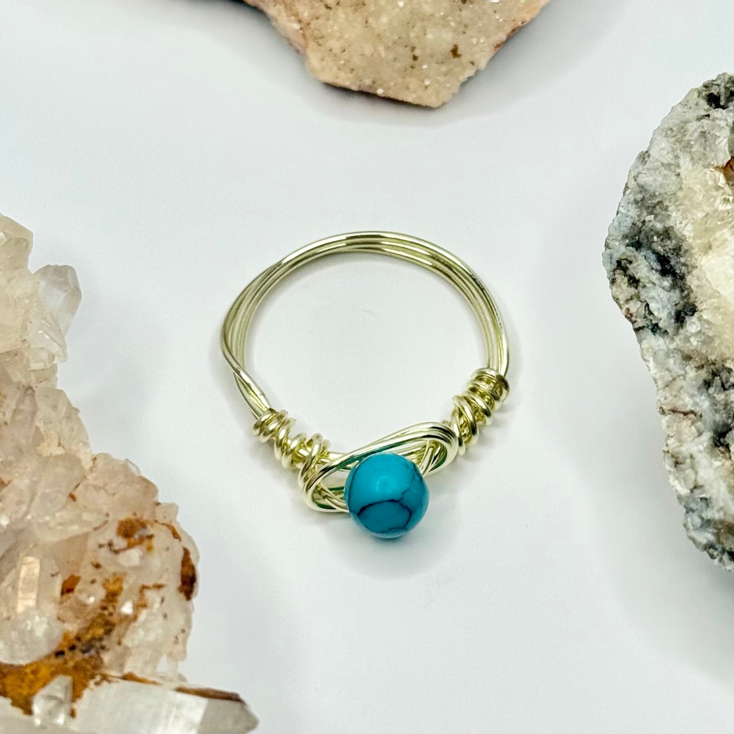 Gold Blue Dyed Howlite Ring