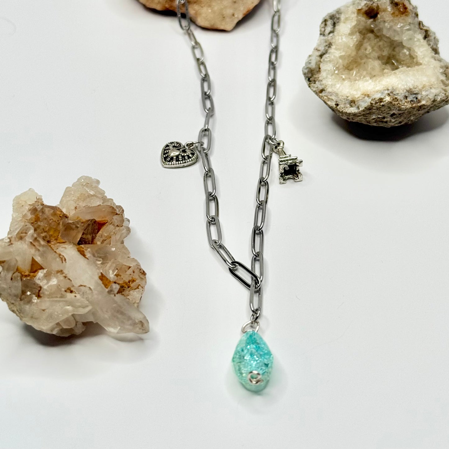 Silver Romance Charm Paperclip Chain