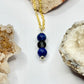 Gold Lapis and Snowflake Obsidian Necklace