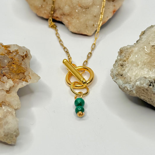 Gold Malachite Toggle Necklace