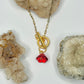 Gold Red Flower Toggle Necklace