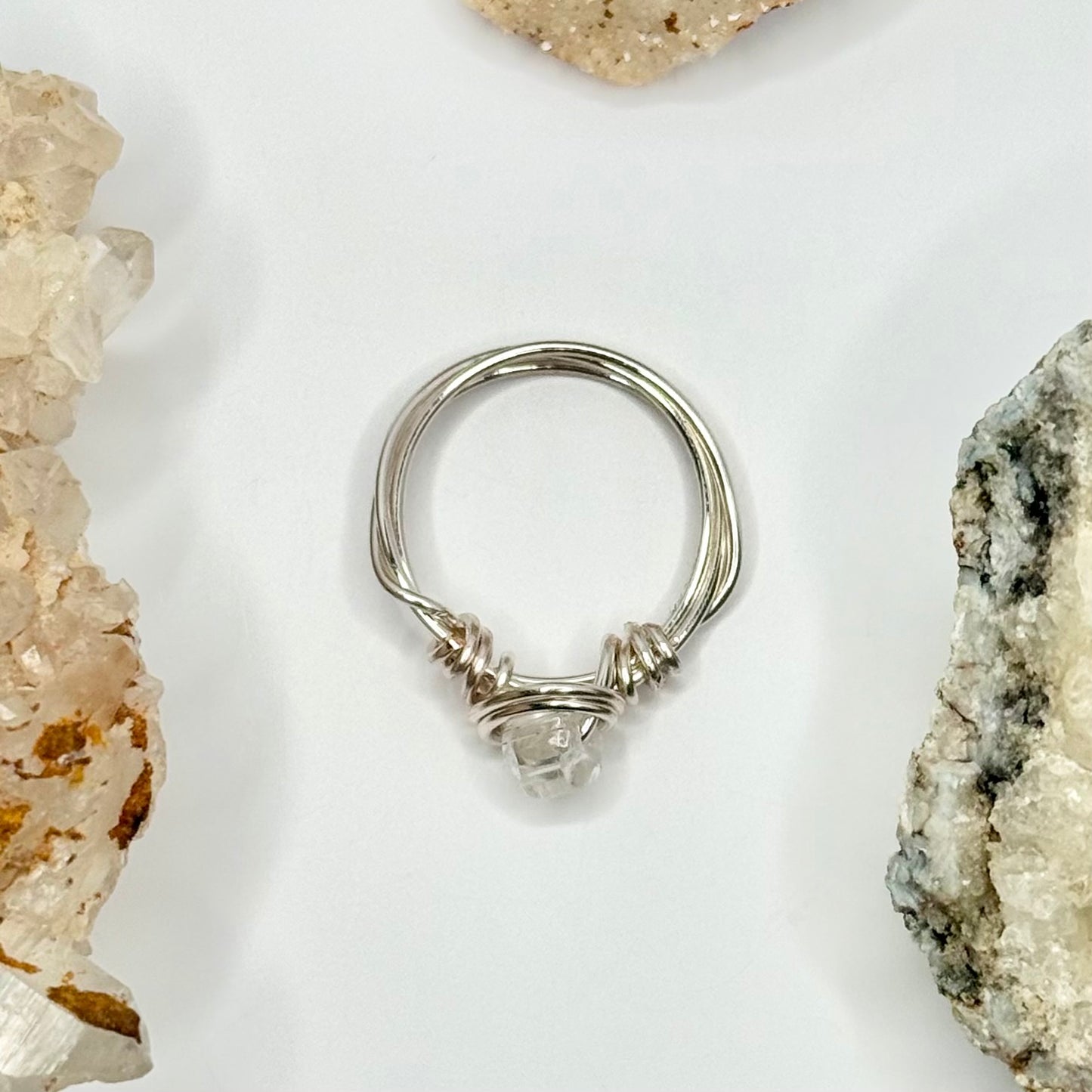 Silver Clear Glass Ring