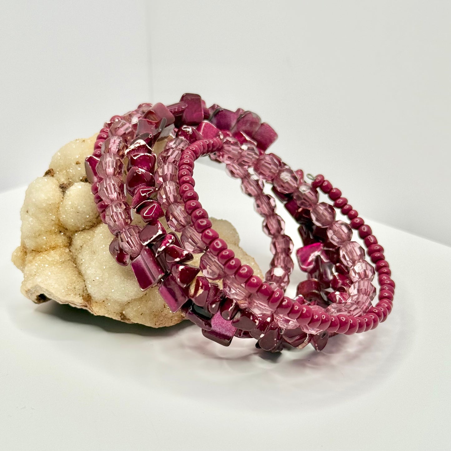 Magenta Beaded Wrap Bracelet