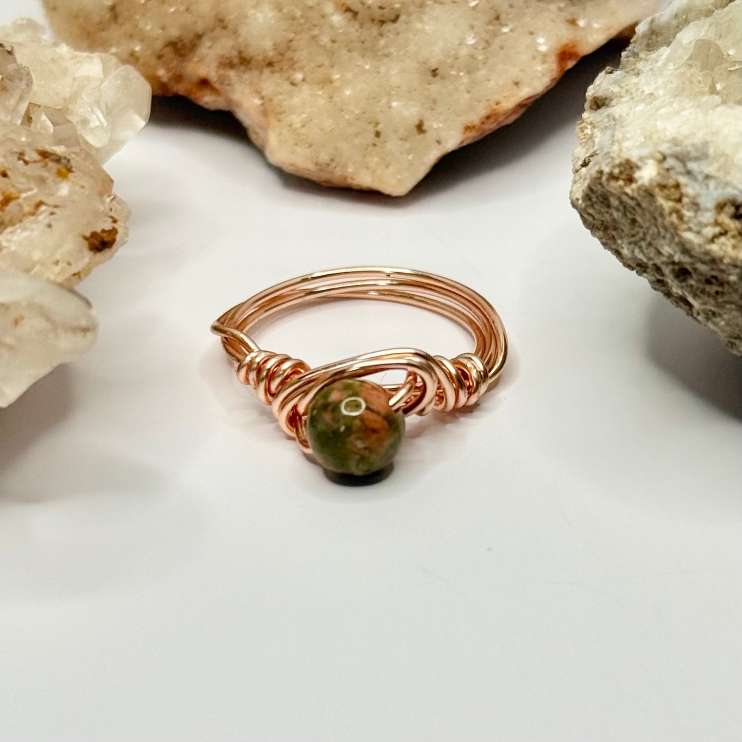 Rose Gold Unakite Ring