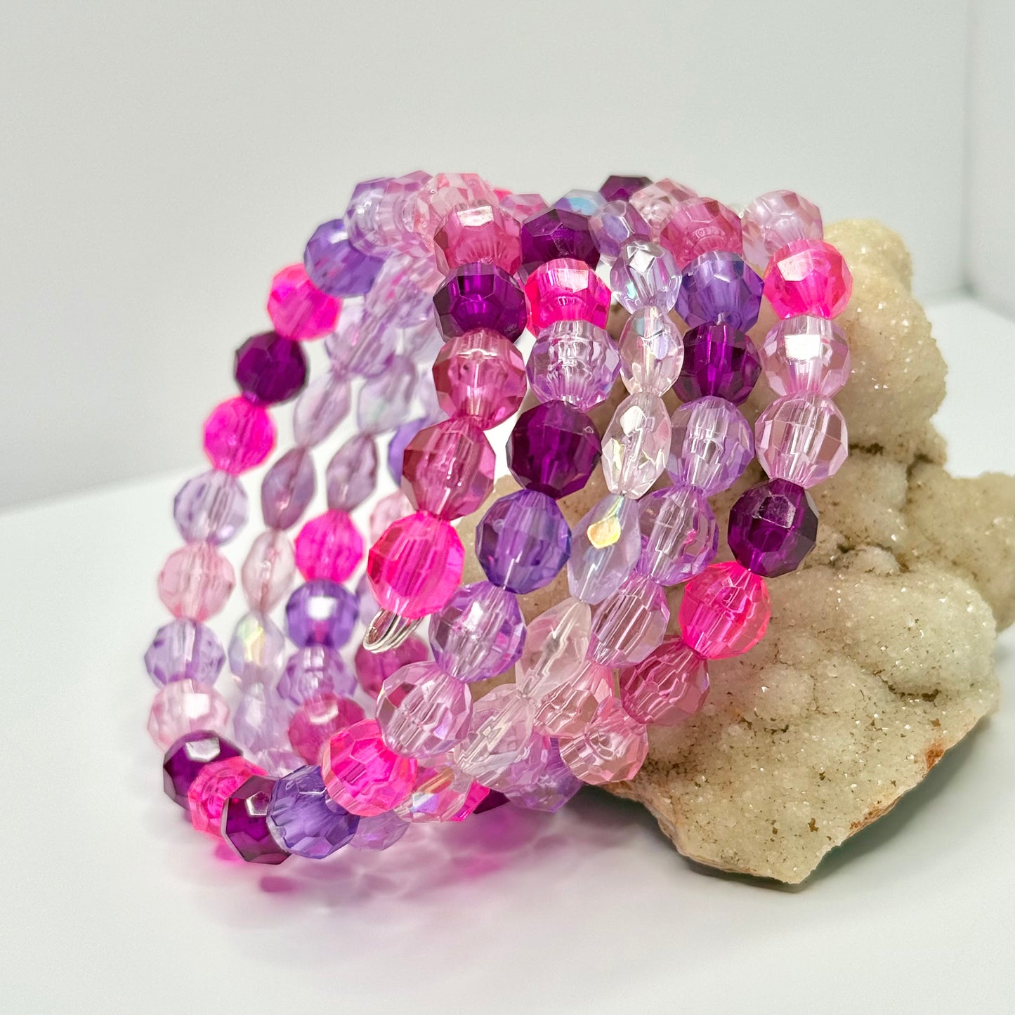 Pink and Purple Beaded Wrap Bracelet