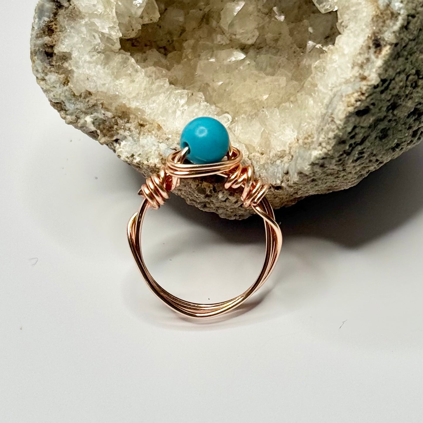 Rose Gold Dyed Howlite Ring