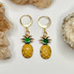 Gold Plated Pineapple Charm Huggie Earrings
