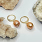 Gold Pearl Huggie Earrings
