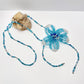 Blue Flower Beaded Bolo Necklace