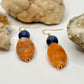 Gold Lapis and Orange Calcite Earrings