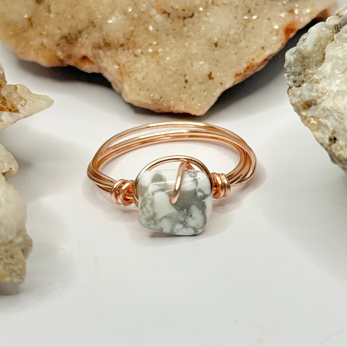 Rose Gold Howlite Ring