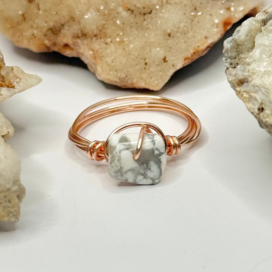 Rose Gold Howlite Ring