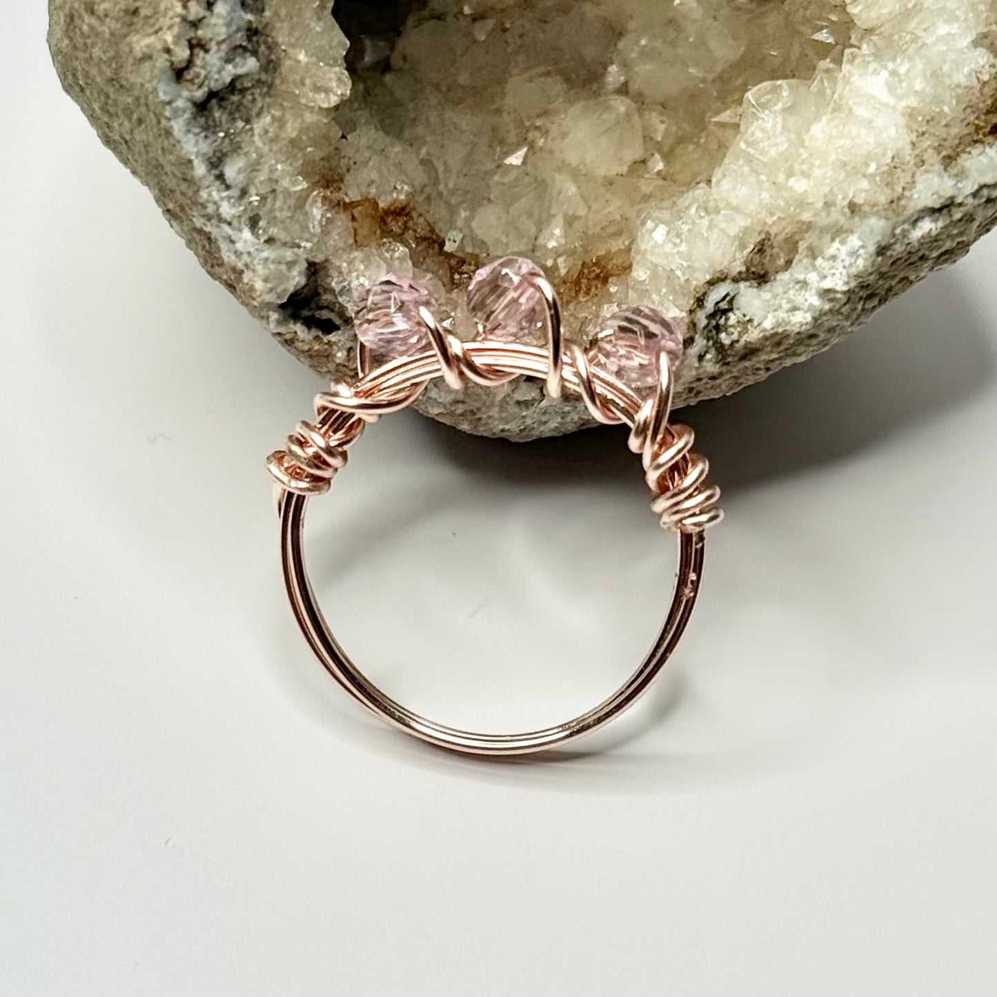 Rose Gold Pink Beaded Ring