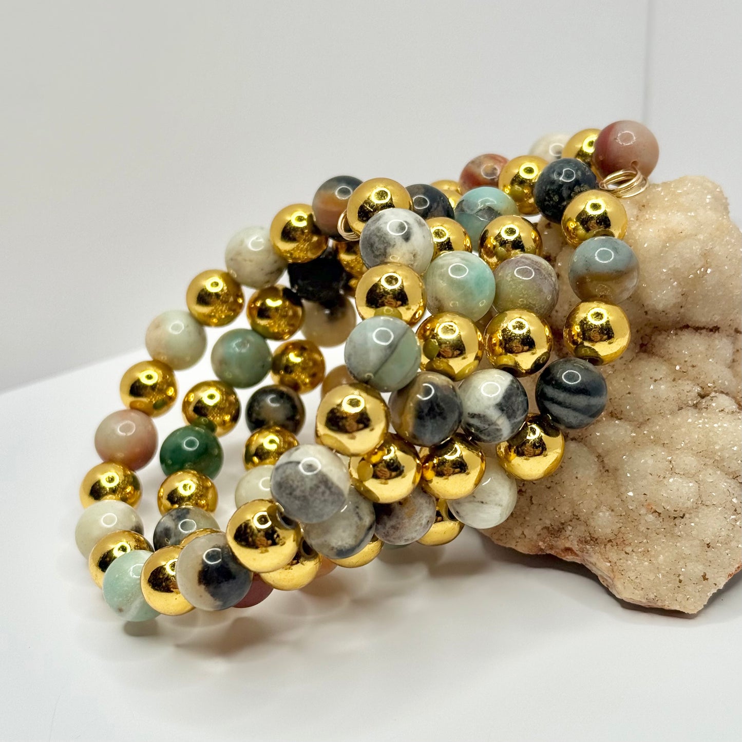 Gold Ocean Jasper Wrap Bracelet