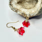 Gold Red Flower Earrings