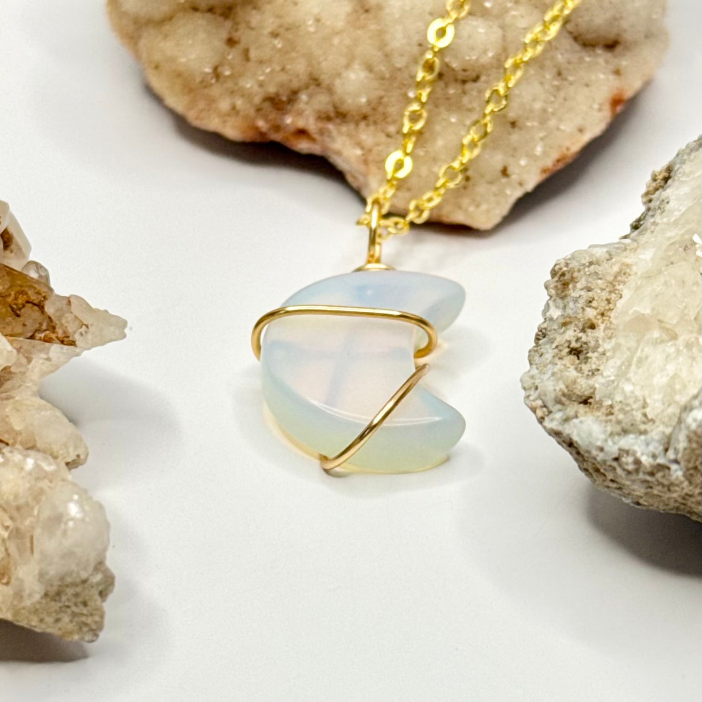 Gold Opalite Moon Necklace
