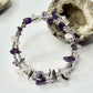 Silver Amethyst and Rose Quartz Wrap Bracelet