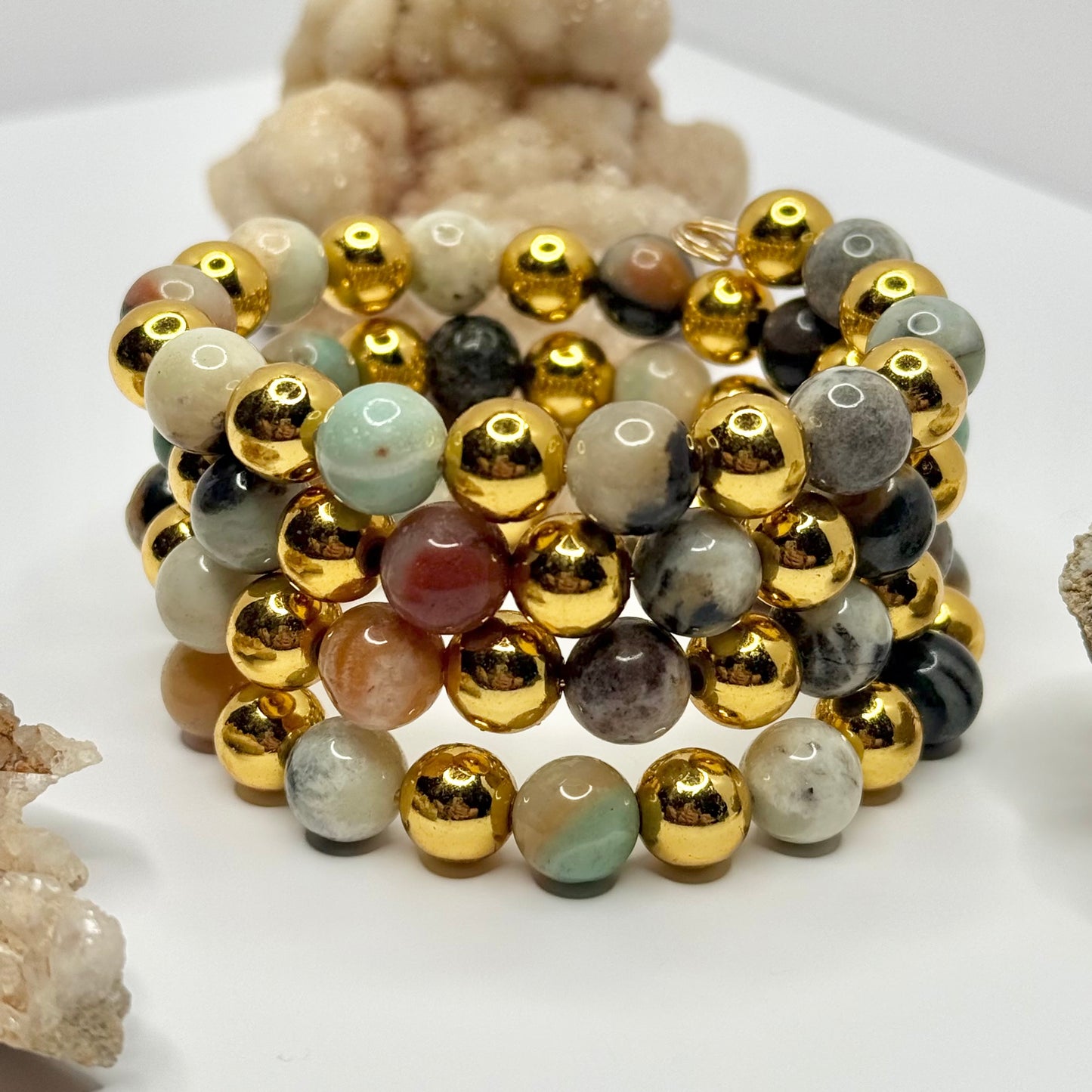 Gold Ocean Jasper Wrap Bracelet