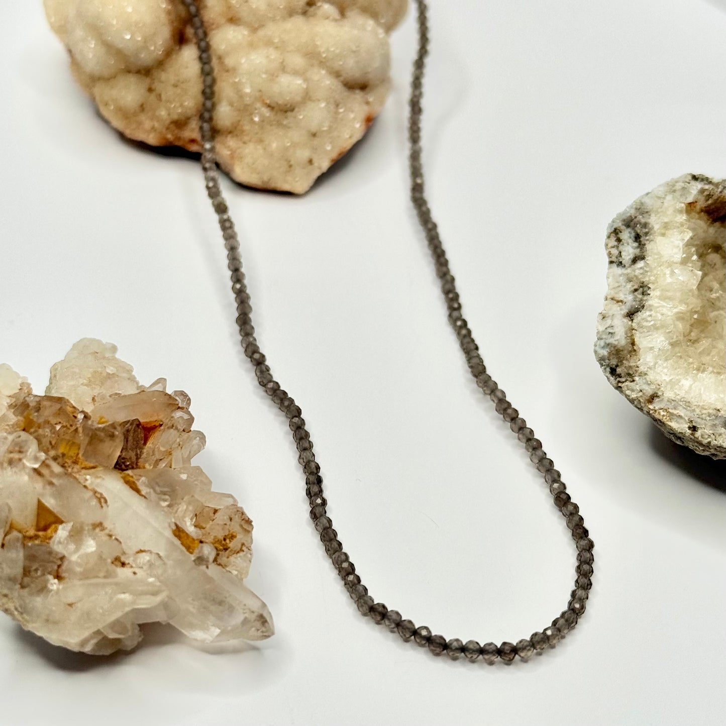 Gold Smoky Quartz Beaded Necklace