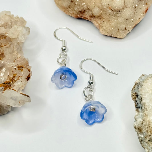Sterling Silver Blue Flower Earrings