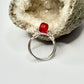 Silver Red Glass Ring