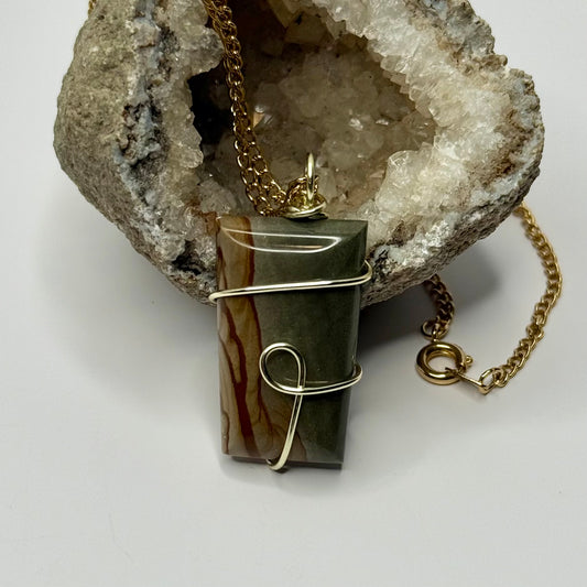 Gold Picture Jasper Necklace