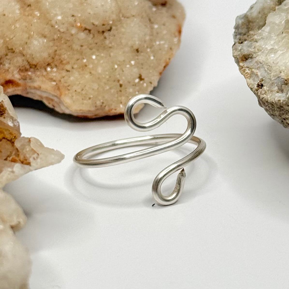 Silver Coil Bypass Ring