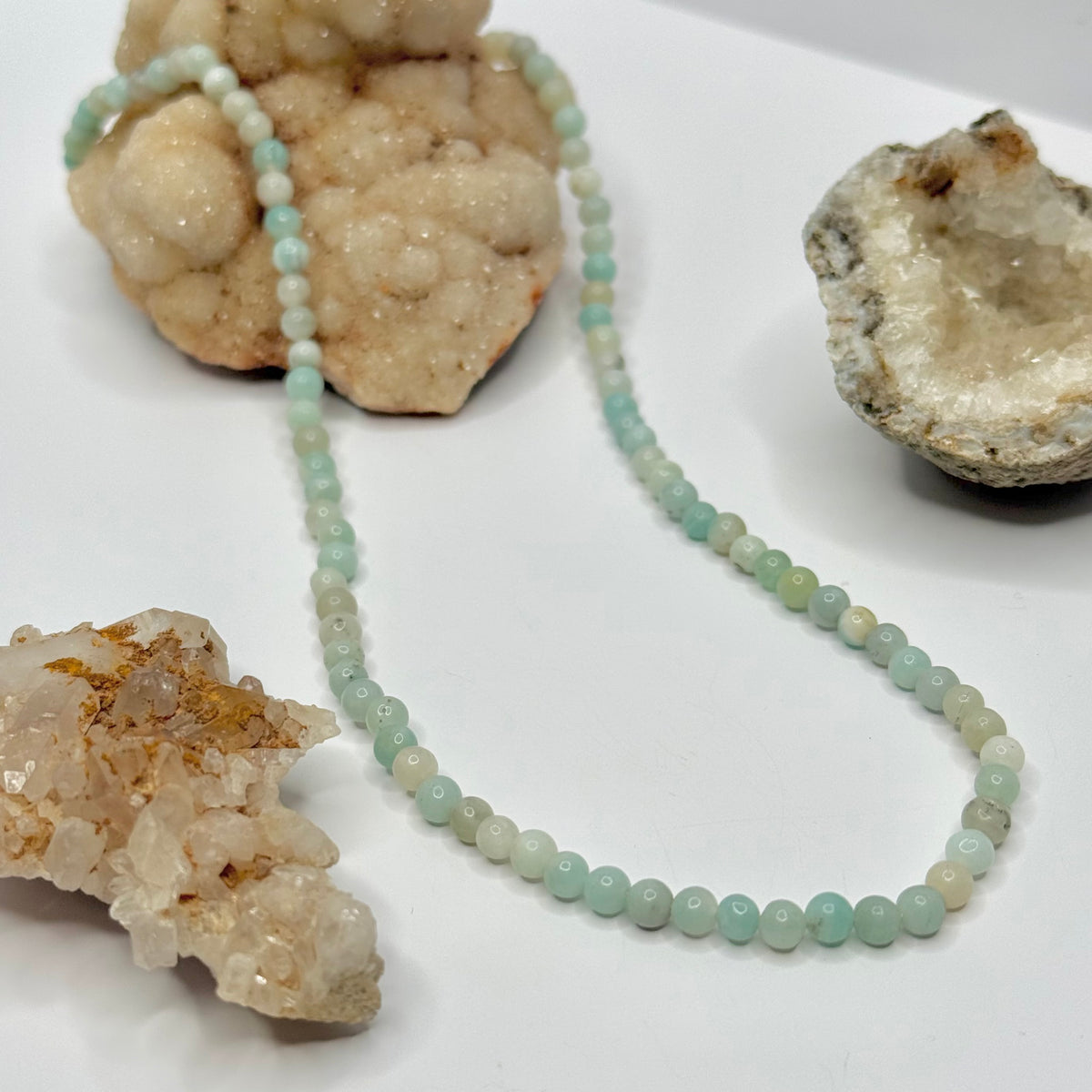 Silver Amazonite Beaded Necklace