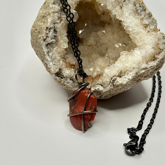 Charcoal Petrified Wood Necklace