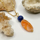 Gold Lapis and Orange Calcite Necklace
