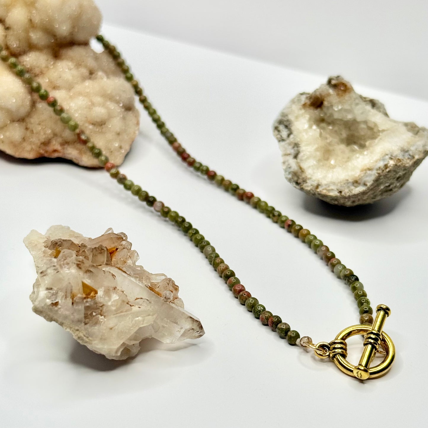 Gold Unakite Beaded Necklace