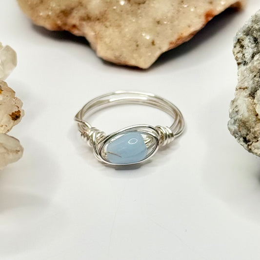 Silver Blue Glass Ring