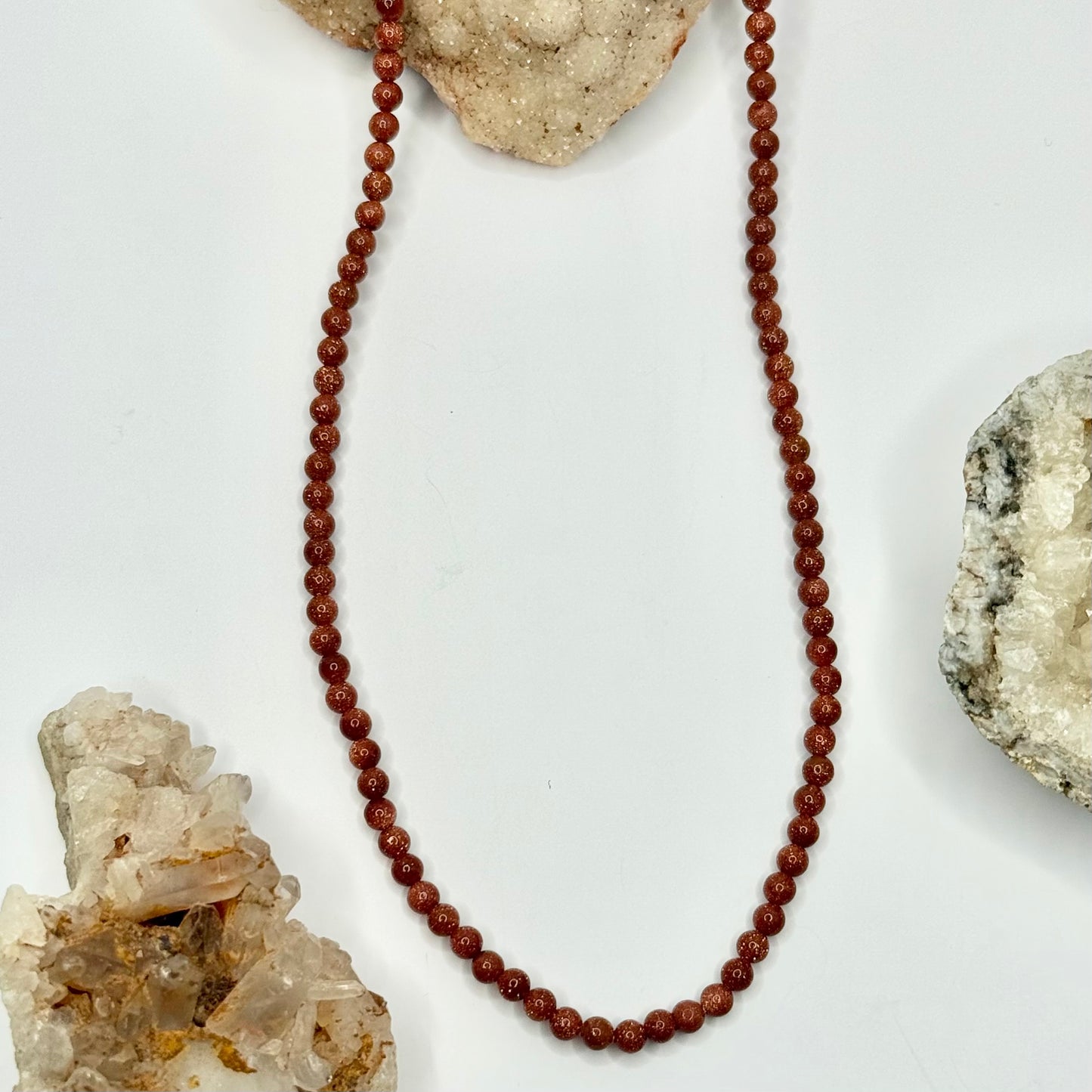 Gold Sunstone Beaded Necklace