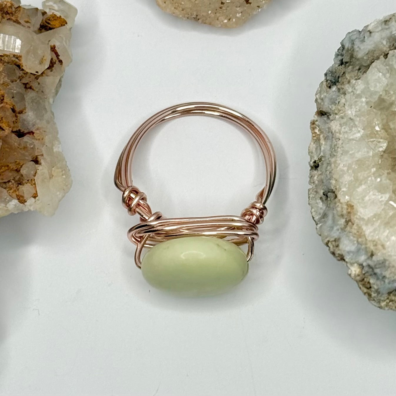 Rose Gold Lemon Chrysoprase Ring