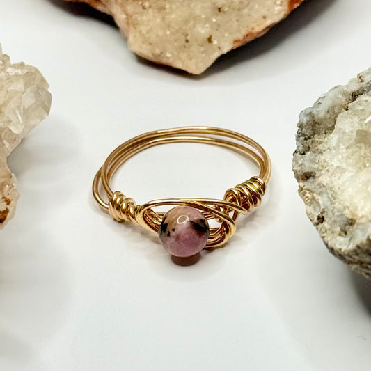 Gold Plated Rhodonite Ring