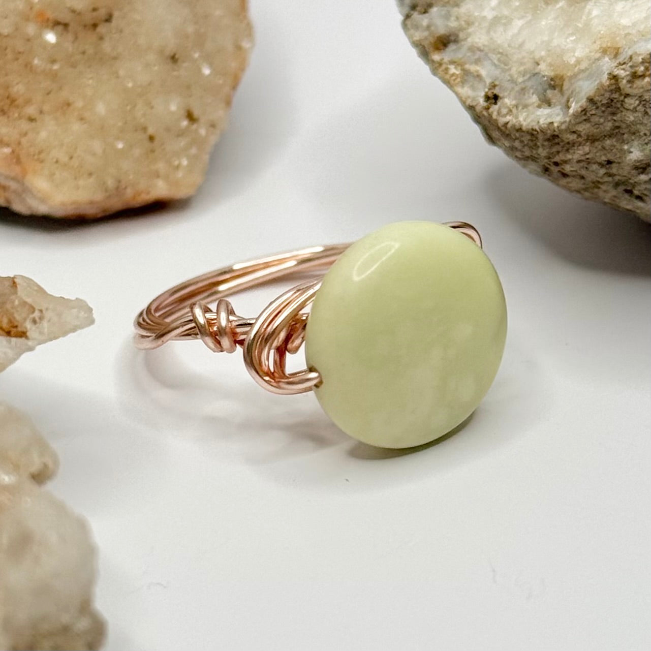 Rose Gold Lemon Chrysoprase Ring