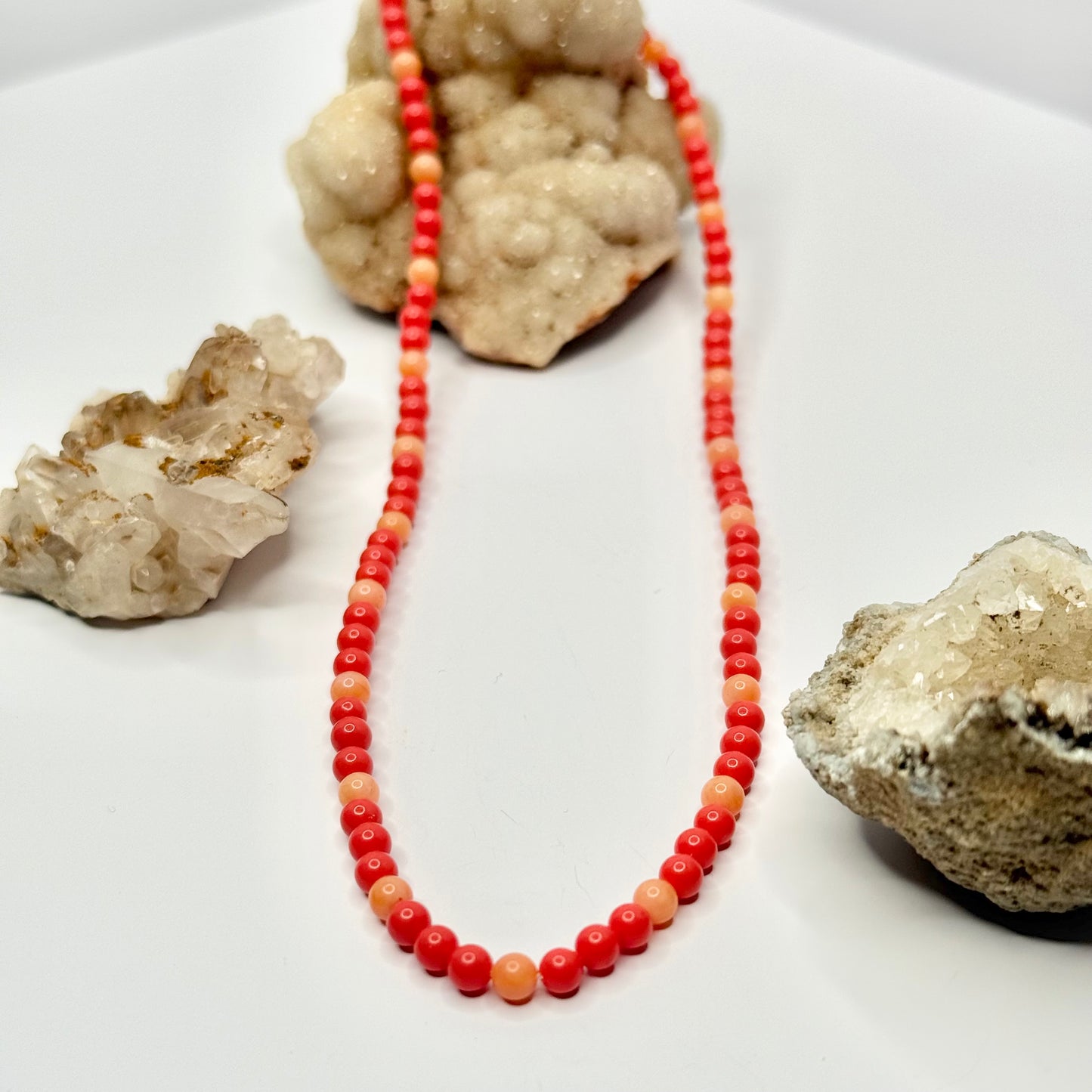 Gold Coral Beaded Necklace