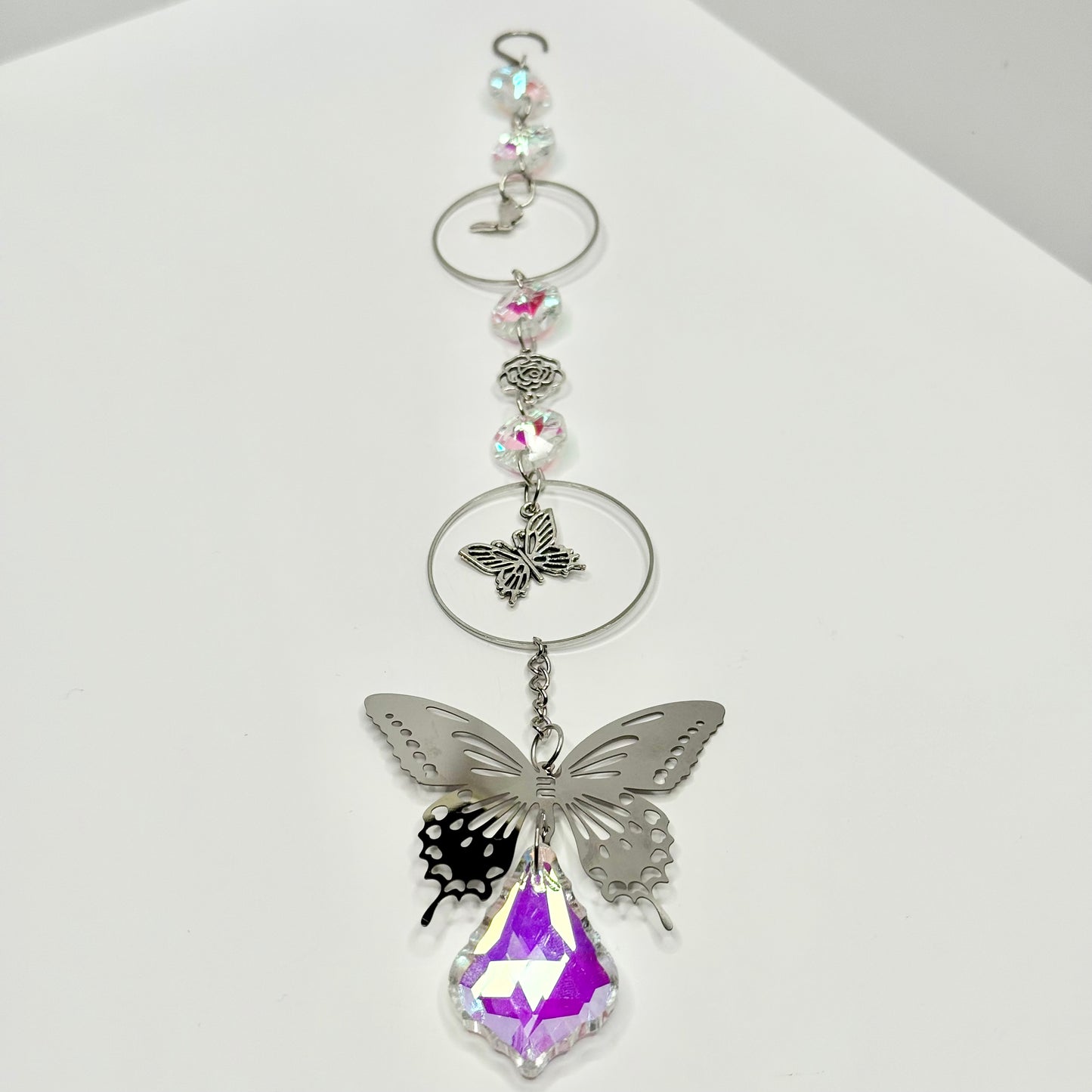 Silver Butterfly in a Bubble Suncatcher
