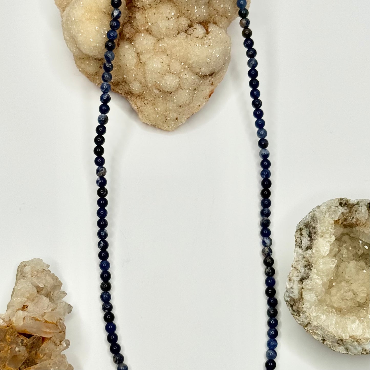 Silver Sodalite Beaded Necklace
