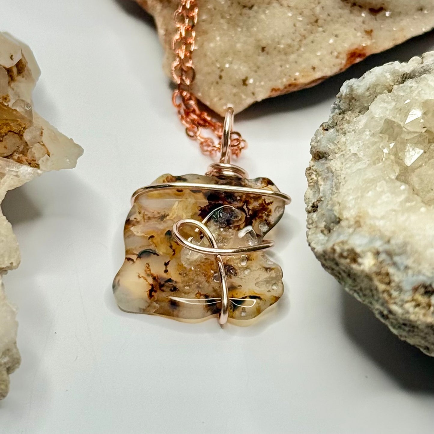 Rose Gold Dendritic Agate Necklace