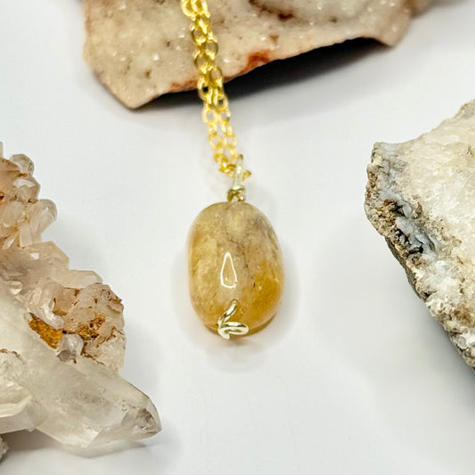 Gold Citrine Dainty Necklace