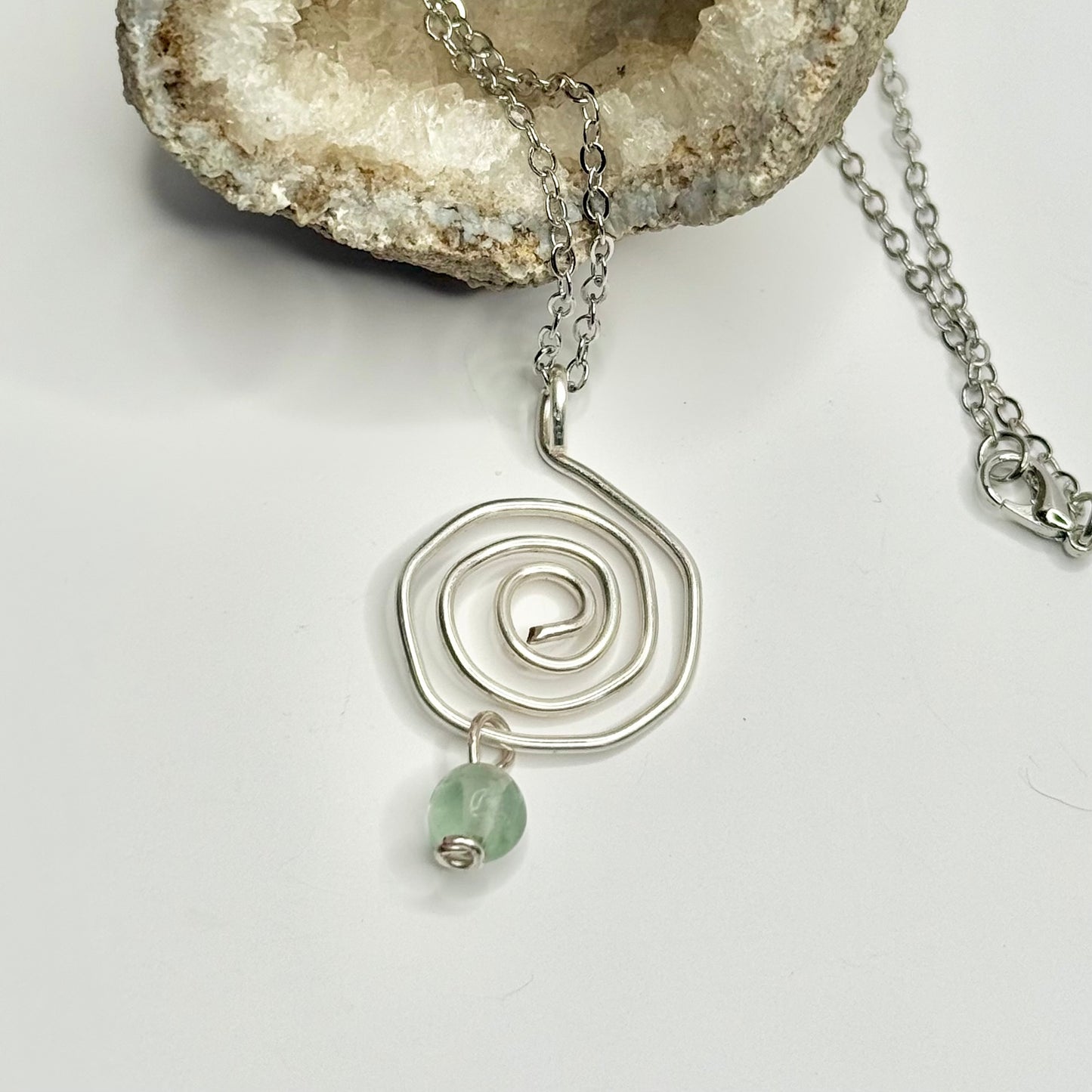 Silver Fluorite Swirl Necklace