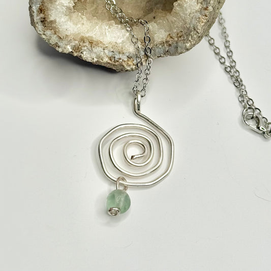 Silver Fluorite Swirl Necklace