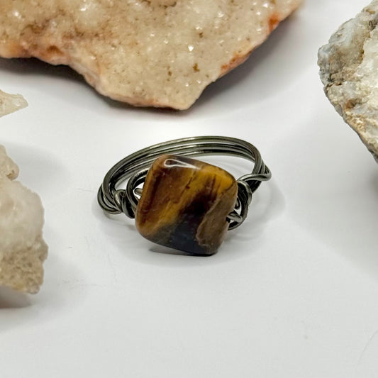 Charcoal Tigers Eye Ring
