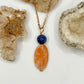 Gold Lapis and Orange Calcite Necklace