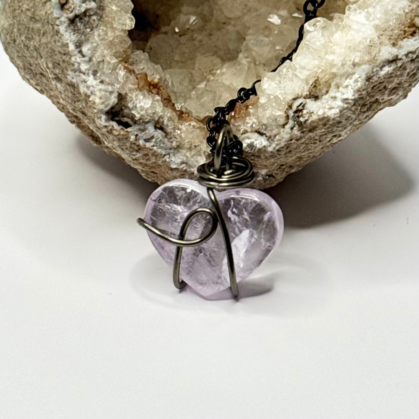 Charcoal Amethyst Heart Necklace
