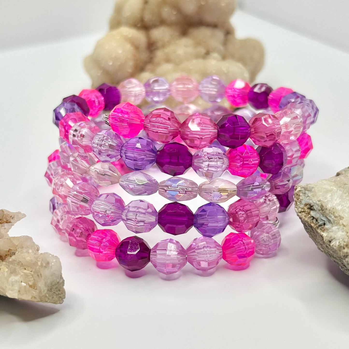 Pink and Purple Beaded Wrap Bracelet