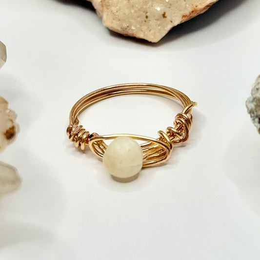 Gold Plated Yellow Calcite Ring